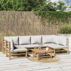 vidaXL 7-delige Loungeset met lichtgrijze kussens bamboe, Verzenden, Nieuw, Hout, Loungeset