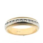 18 Krt. Bicolor gouden rijring met diamant; Novell | 0,10..., Sieraden, Tassen en Uiterlijk, Ringen, Gebruikt, Overige kleuren