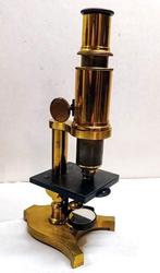 4 antike Microscope aus ca 1920, Messing und Zubehör