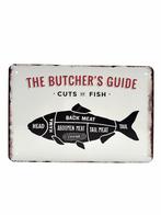 Metalen Wandbord - The Butchers Guide - Cuts of Fish, Ophalen of Verzenden, Nieuw