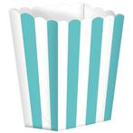 Turquoise Popcorn Bakjes Gestreept 5st, Hobby en Vrije tijd, Feestartikelen, Verzenden, Nieuw