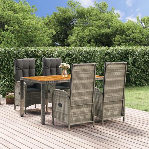 vidaXL 5-delige Tuinset met kussens poly rattan grijs, Tuin en Terras, Tuinsets en Loungesets, Tuinset, Nieuw, Rotan, Verzenden