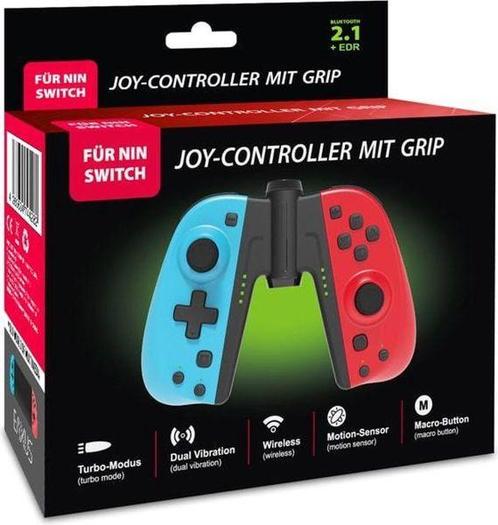 Eaxus Joy-Con Controller Paar-Blauw / Rood Incl. Grip (NSW), Spelcomputers en Games, Spelcomputers | Overige, Zo goed als nieuw