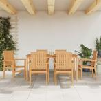 vidaXL 7-delige Tuinset massief teakhout, Verzenden, 6 zitplaatsen, Nieuw, Tuinset