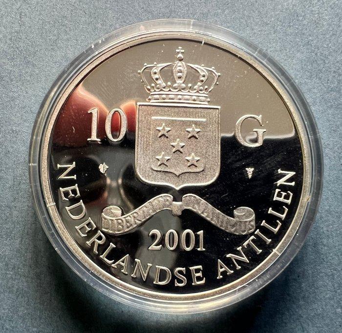 Nederlandse Antillen. 10 Gulden 2001 Proof, Gouden rijder, Postzegels en Munten, Munten | Nederland
