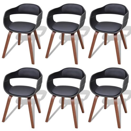 vidaXL Eetkamerstoelen 6 st gebogen hout en kunstleer zwart, Huis en Inrichting, Stoelen, Zwart, Nieuw, Verzenden