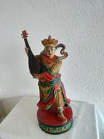 Chinese polychrome muzikant sculptuur - Hout - China - Eind, Antiek en Kunst