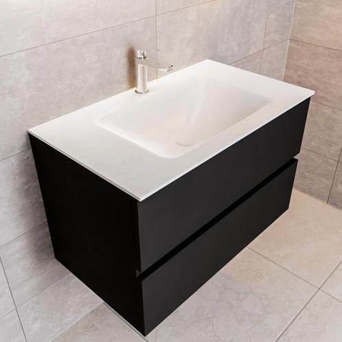 Badkamermeubel Solid Surface BWS Oslo 80x45 cm Mat Zwart, Doe-het-zelf en Verbouw, Sanitair, Bad, Nieuw, Ophalen of Verzenden