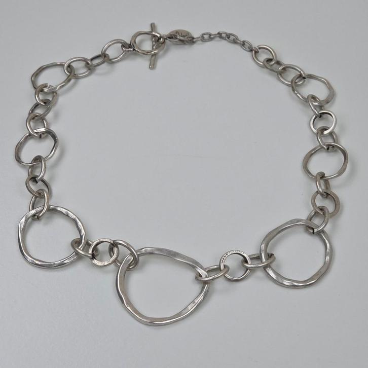 Dames ketting zilverkleurig grove schakels, Sieraden, Tassen en Uiterlijk, Kettingen, Zilver, Nieuw, Overige materialen, Verzenden