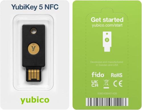 Yubico YubiKey 5 NFC, Security Authenticator, 2FA USB Dongle, Computers en Software, USB Sticks, Nieuw, Ophalen of Verzenden