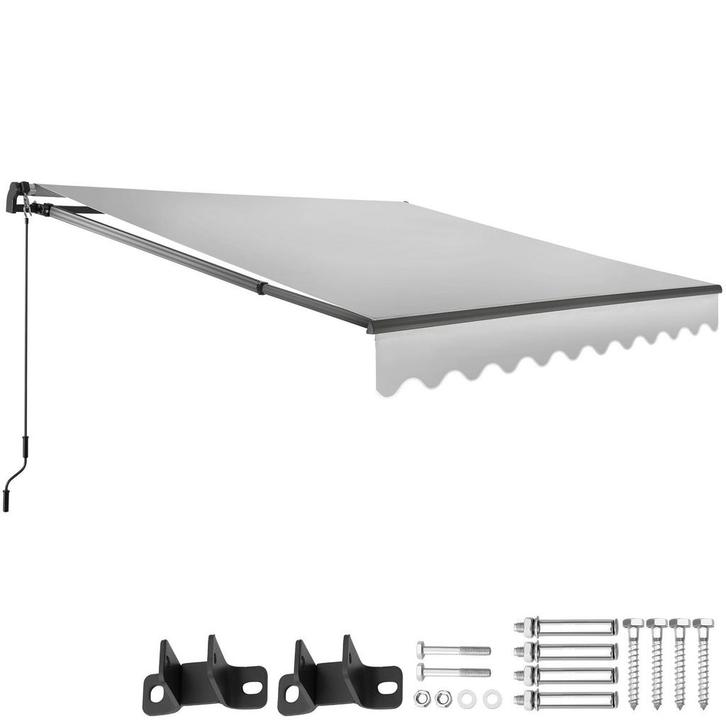 Zonnescherm Ornella mit wandhouder - 250 x 200 cm, lichtgrij, Tuin en Terras, Zonneschermen, Verzenden