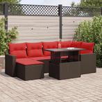 vidaXL 7-delige Loungeset met kussens poly rattan acacia, Verzenden, Nieuw, Rotan, Loungeset