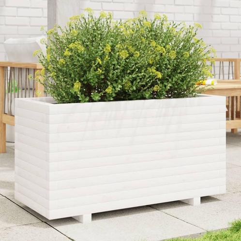 vidaXL Plantenbak 90x40x49,5 cm massief grenenhout wit, Tuin en Terras, Bloembakken en Plantenbakken, Nieuw, Hout, Verzenden