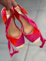Suedine Orange Pink Sleehak Espadrilles, Ophalen of Verzenden, Nieuw, Espadrilles of Moccasins