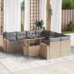 vidaXL 9-delige Loungeset met kussens poly rattan beige, Tuin en Terras, Tuinsets en Loungesets, Verzenden, Nieuw, Rotan, Loungeset