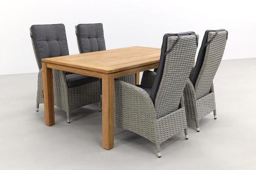 VDG Manhattan - White grey/Rome teak 170 cm. - natural brown, Tuin en Terras, Tuinsets en Loungesets, Tuinset, Nieuw, Hout, Verzenden