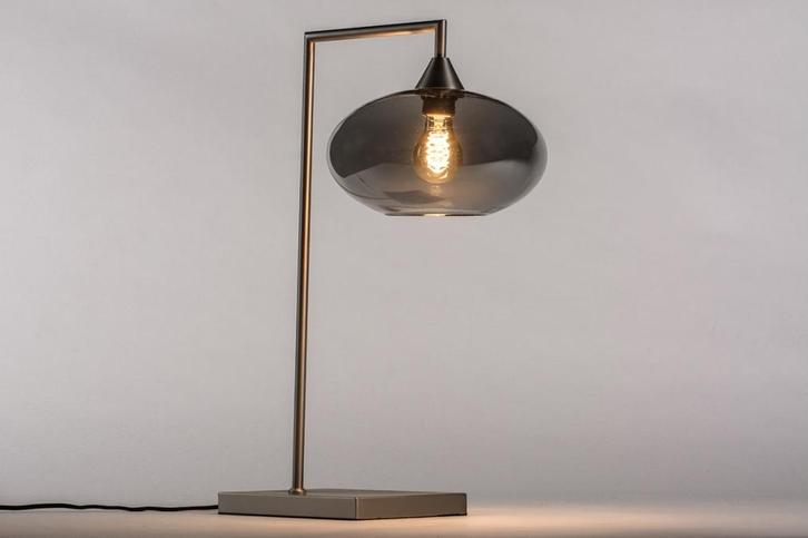 Rietveld Tafellampen - Grijs, Staalgrijs - Glas, Staal, Meta, Huis en Inrichting, Lampen | Tafellampen, Verzenden