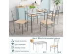 Coast Tafel met 4 stoelen - Glazen blad - Max. 20 kg - Grijs, Verzenden, Nieuw