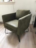 Leren fauteuil met kruisframe - groen leer - Echt leer, Mode, Huis en Inrichting, Fauteuils, Nieuw, Ophalen of Verzenden, Industrieel