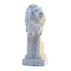 Zittende leeuw - polystone - 78 cm - wit/grijs - links, Tuin en Terras, Tuinbeelden, Ophalen of Verzenden, Nieuw