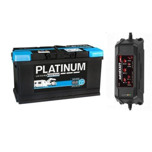 Platinum Agm 100ah accu + Acculader 10ah set, Auto-onderdelen, Accu's en Toebehoren, Nieuw, Verzenden