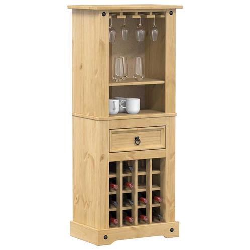 vidaXL Wijnrek Corona 56x35x134,5 cm massief grenenhout, Huis en Inrichting, Woonaccessoires | Wijnrekken, Nieuw, Verzenden