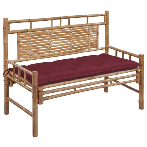 vidaXL Tuinbank met kussen 120 cm bamboe, Tuin en Terras, Tuinbanken, Nieuw, Hout, Verzenden