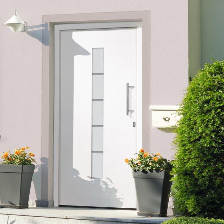 vidaXL Voordeur 100x200 cm aluminium en PVC wit, Doe-het-zelf en Verbouw, Deuren en Horren, Nieuw, Verzenden