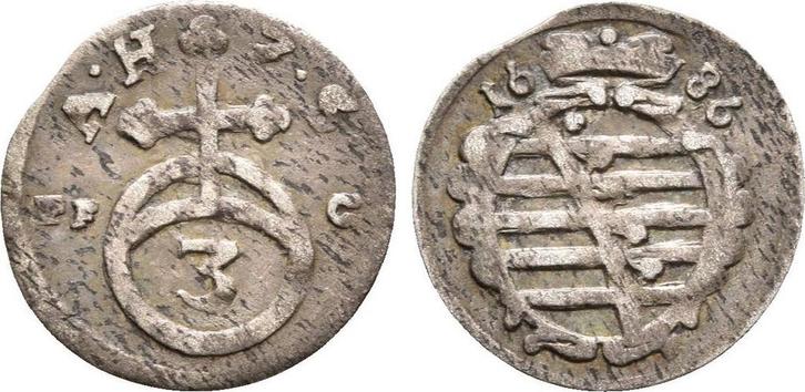 Dreier 1686 Sachsen Coburg Albrecht Iii 1680-1699, Postzegels en Munten, Munten | Europa | Niet-Euromunten, Verzenden
