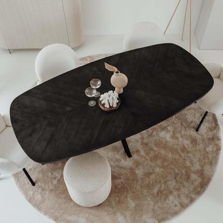 *WOONWINKEL* Tower Living Silvi Ovale Eettafel Zwart Mango 1, Huis en Inrichting, Tafels | Eettafels, Nieuw, Verzenden