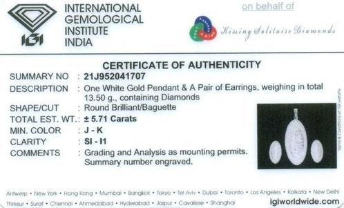 3-delige sieradenset - 14 karaat Witgoud - 5.71ct. tw., Sieraden, Tassen en Uiterlijk, Antieke sieraden