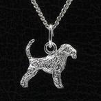 Zilveren Airedale terrier met staart ketting hanger - klein, Nieuw, Verzenden