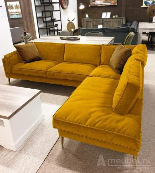 Hoekbank Alverna - hoekbanken - Geel, Huis en Inrichting, Banken | Sofa's en Chaises Longues, Nieuw, Stof