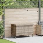 vidaXL Tuinbox met wielen 110x55x73 cm poly rattan grijs, Verzenden, Nieuw