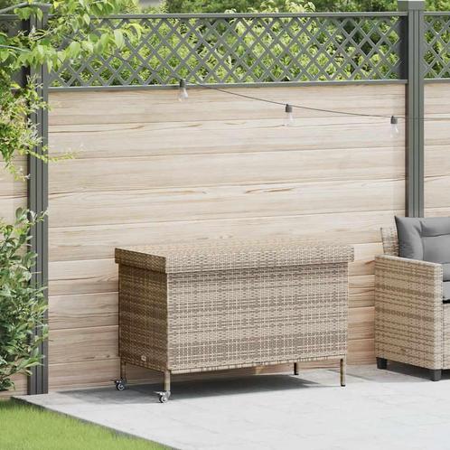 vidaXL Tuinbox met wielen 110x55x73 cm poly rattan grijs, Tuin en Terras, Overige Tuin en Terras, Nieuw, Verzenden