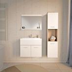 Badkamermeubelset Krildihana 4-delig wit en eikenkleurig [en, Huis en Inrichting, Verzenden, Nieuw