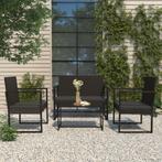 vidaXL 4-delige Loungeset met kussens poly rattan zwart, Tuin en Terras, Tuinsets en Loungesets, Verzenden, Nieuw, Rotan, Loungeset