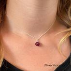 925 zilveren ketting met een 8 mm rode jaspis bol. Warmrood, Verzenden, Nieuw, Zilver