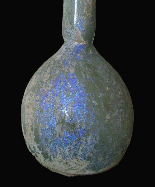 Oud-Romeins Glas Exclusieve lange vaas met blauwe, Antiek en Kunst, Antiek | Overige Antiek