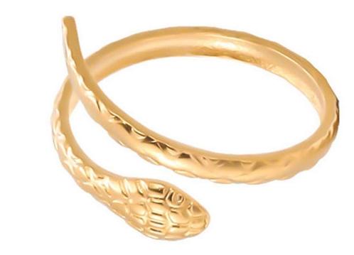 Slangen ring - Verstelbaar - Verkleurd niet - Cadeautip, Sieraden, Tassen en Uiterlijk, Ringen, Dame of Heer, Goud, 17 tot 18