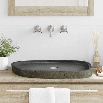 vidaXL Wasbak Grijs (55-65) x (40-50) x 6 cm Riviersteen beschikbaar voor biedingen