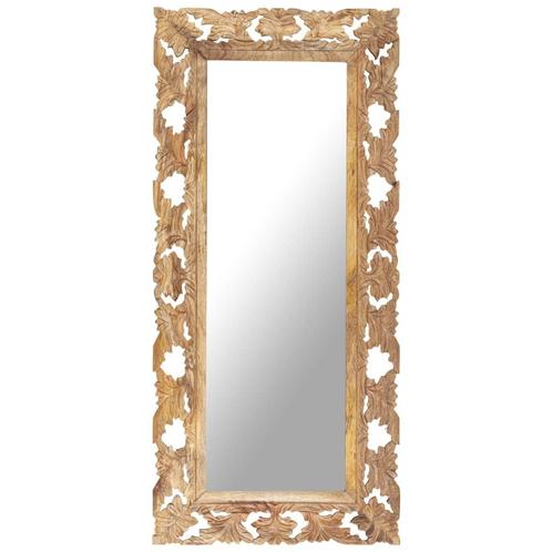 vidaXL Spiegel handgesneden 110x50 cm massief mangohout, Huis en Inrichting, Woonaccessoires | Spiegels, Nieuw, Verzenden