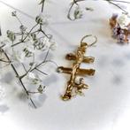 18 Krt. Gouden hanger van een kruis met corpus en engel |..., Ophalen of Verzenden, Gebruikt, Goud, Overige merken