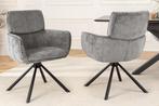 Draaibare Retro Stoel UNIEK Grijs Chenille Zwart Metalen, Huis en Inrichting, Stoelen, Ophalen of Verzenden, Nieuw