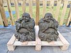 Beeld, Vintage Buddhas 65kg - 34 cm - gegoten steen, Antiek en Kunst