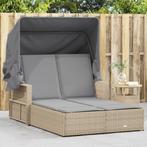 vidaXL Ligbed 2-persoons luifel en kussens poly rattan, Verzenden, Nieuw