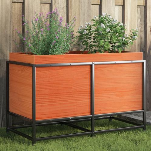 vidaXL Plantenbak 80x40x50 cm massief grenenhout wasbruin, Tuin en Terras, Bloembakken en Plantenbakken, Nieuw, Hout, Verzenden