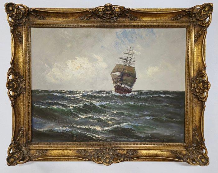 Gerhard Lukas-Larsen (1911-1965) - Dreimaster, Segelschiff, Antiek en Kunst, Kunst | Schilderijen | Klassiek