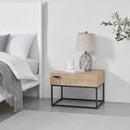 Bijzettafel Hylte met lade 39x55x40 cm zwart en eikenkleurig, Huis en Inrichting, Tafels | Bijzettafels, Verzenden, Nieuw