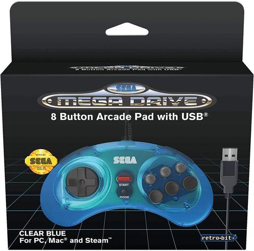 Retro-Bit Sega Mega Drive 8-button USB controller clear, Spelcomputers en Games, Games | Pc, Verzenden